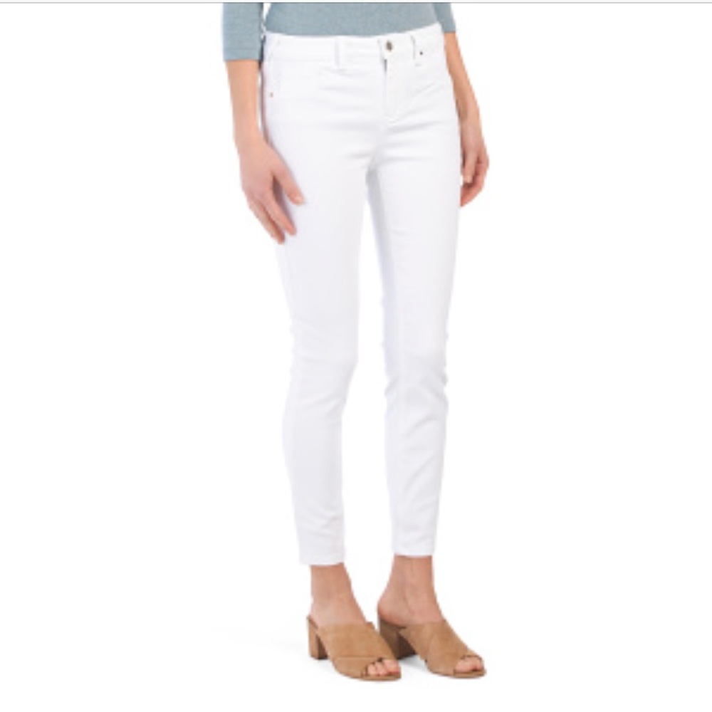 White Skinny Ankle Jeans Mid Rise